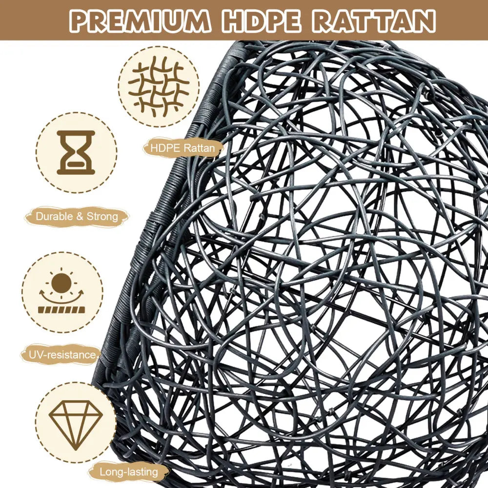 Indoor Cat Swing Bed with Stand and Cushion - Rattan Wicker Style Hanging Chair for Cats, Small Dogs, and Small Animals in Gray