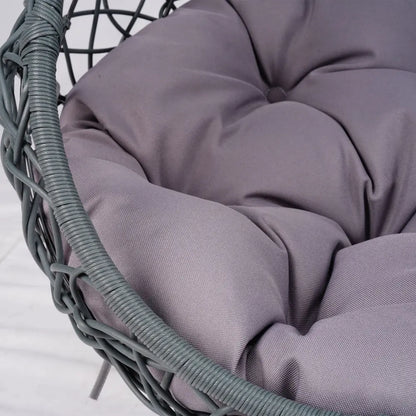 Indoor Cat Swing Bed with Stand and Cushion - Rattan Wicker Style Hanging Chair for Cats, Small Dogs, and Small Animals in Gray